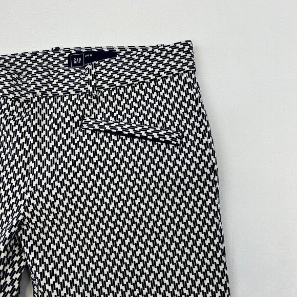 Gap Cropped Geometric Print Dress Pants Navy/Cream Zip Pockets Size 4R - Picture 3 of 9